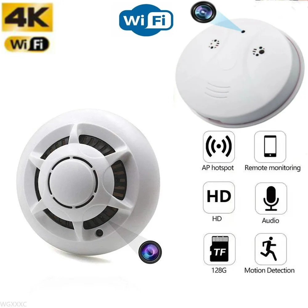 4K HD Smoke Sensor Wifi camera Home Security P2P Surveillance Camcorder Baby Monitor CCTV Micra ip Cam Suport Hidden tf card