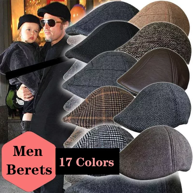 

Men British Casual Berets Newsboy Hat Spring Autumn Winter Retro Beret Hats Men Peaked Painter Caps Forward Gatsby Cabbie Hats