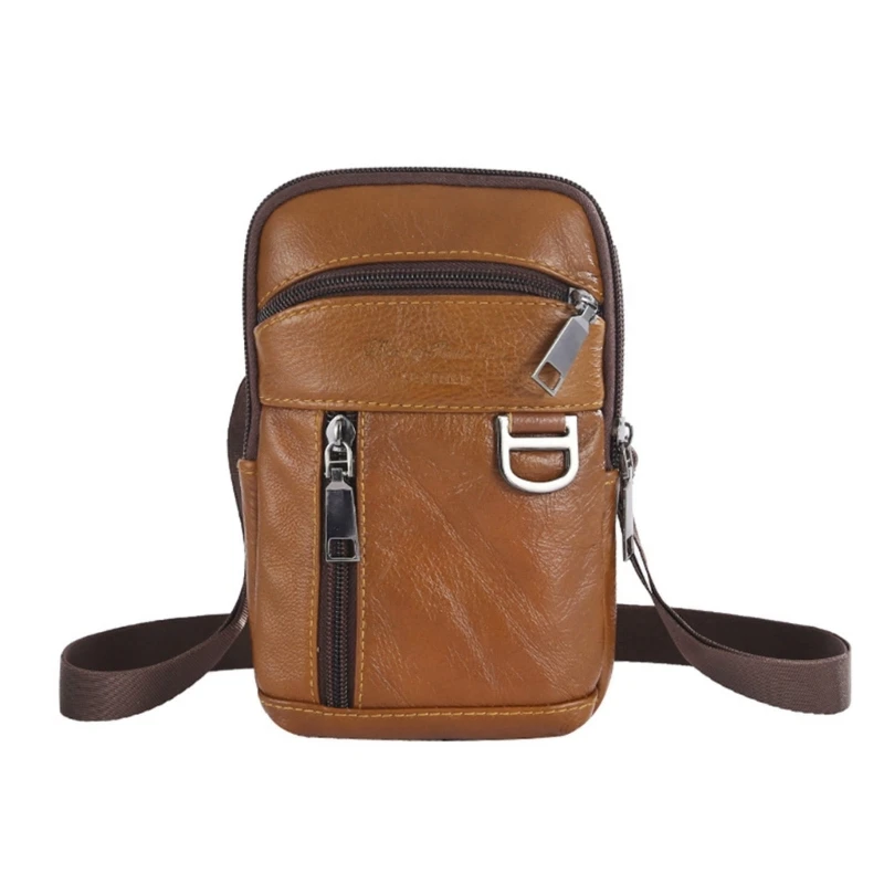 

Multi-function Waist Bag Shoulder Men PU Leather Phone Bag Bithday Gift E74B