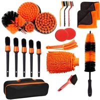 21 pieces detail brush electric drill brush head car towel sponge air outlet brush car gloves tire brush sponge cleaning kit