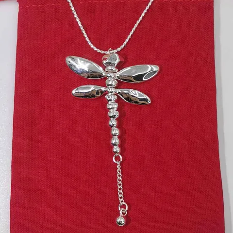 Серебряное ожерелье со стрекозой