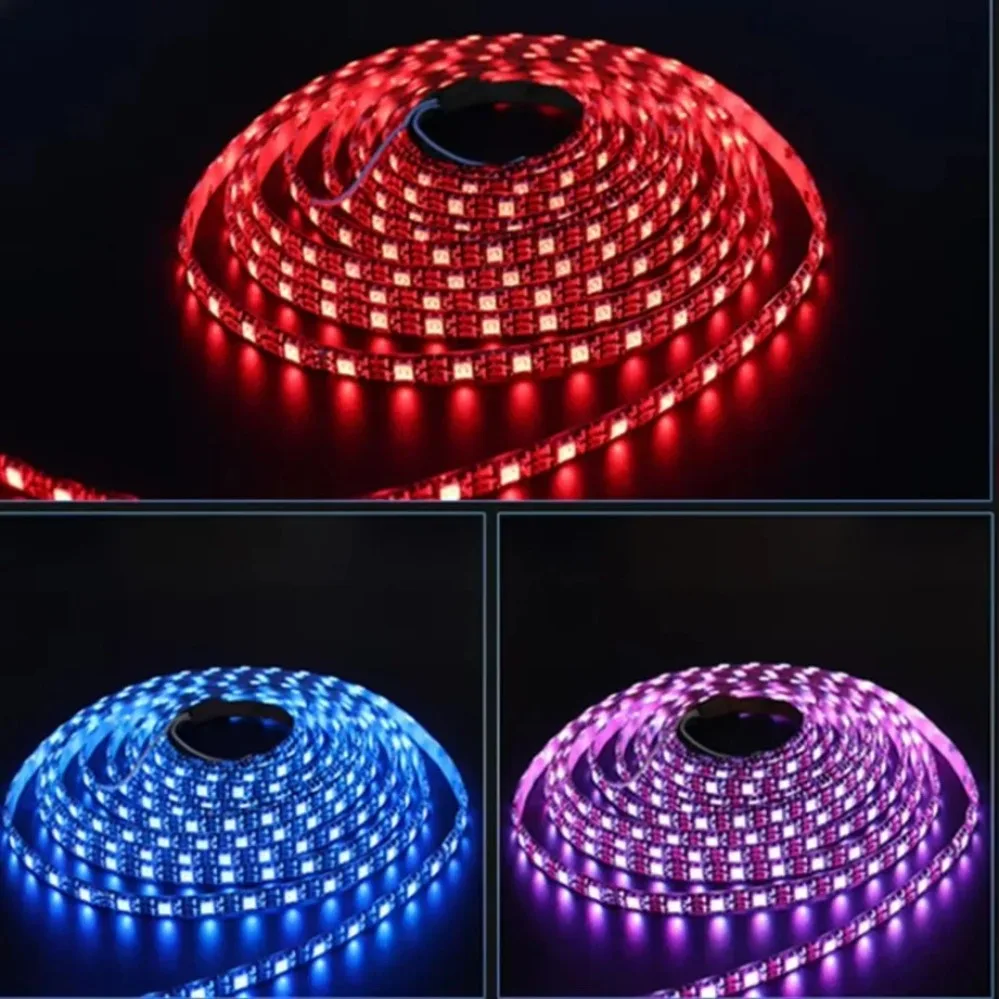 Фото WS2811 Светодиодная лента DC12V 24V 30/60 светодиодов/м Адресная Smart Smart 5050RGB WS2811 Пиксели Светодиодная лампа IP30/65/67 Черная/Белая печатная плата №3