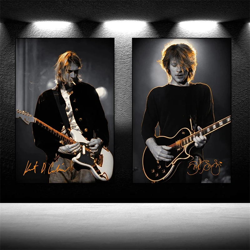 

Rock Band Guitar Star Canvas Painting Guitarist Singer Posters and Prints Music Wall Art Pictures for Home Room Decor Cuadros