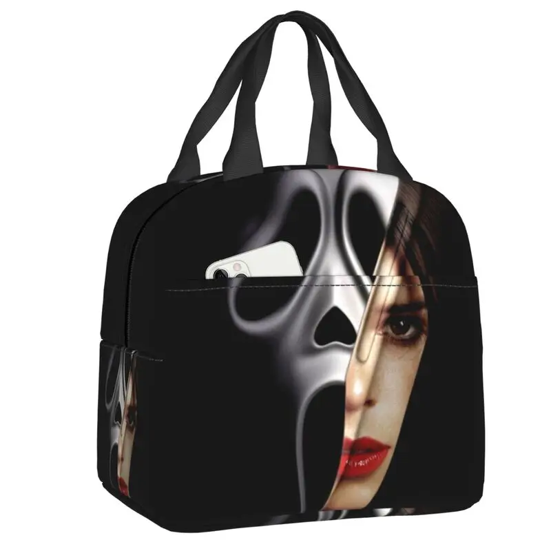 

Custom Scream Sidney And Ghostface Killer Horror Lunch Bag Men Women Warm Cooler Insulated Lunch Box for Student School