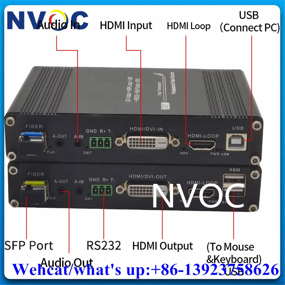 HDMI KVM-DVI-1D1BA1GO DVI KVM 1Ch 1080P DVI + 1Ch USB KVM + 1Ch RS232 + 1Ch Bidi Stereo Audio + 1Ch GPIO over Fiber Optical Audio Extender