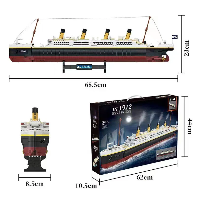 

2022pcs Ship Boats Model Creative Luxury Giant Cruise Ship Set Model City Series DIY Boat Kits Building Blocks Bricks Toys Gifts