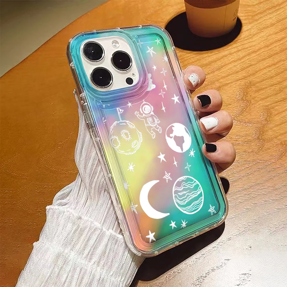 

Cartoon Cute Astronaut Case for IPhone 14 13 12 Mini 11 Pro Max 7 8 Plus X XS Max XR SE2022 Transparent Soft TPU Colourful Cover
