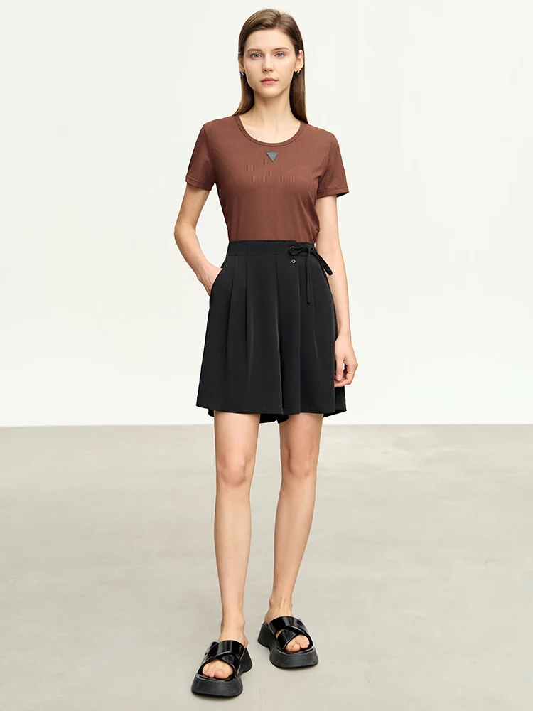 AMII Minimalism Short Pants for Women 2023 Summer New Casual Wide Leg  Asymmetrical A-line loose Shorts Female Pants 12342636