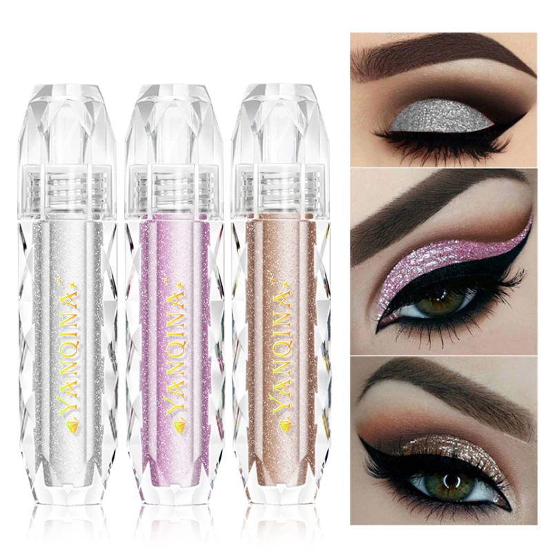 

Diamond Glitter Liquid Eyeshadow Pearlescent Professional Eyeliner Shiny Face Highlighter Long lasting Makeup