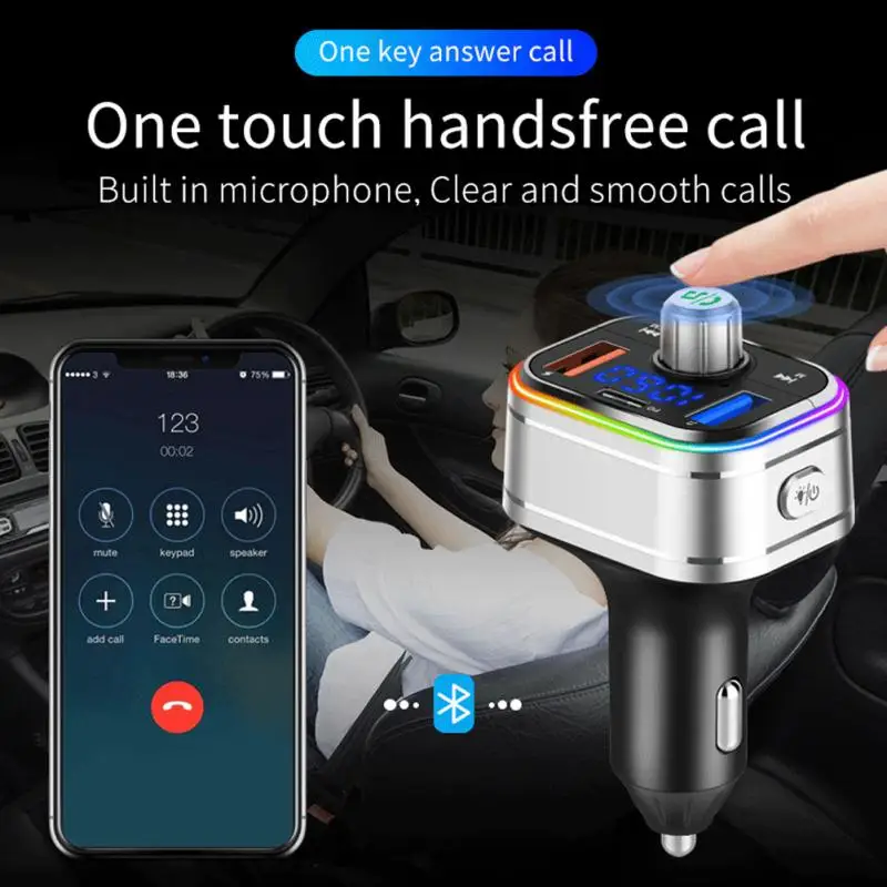 

The New Bc62 Car MP3 Atmosphere Lamp Is Compatible With Bluetooth Hands-free Car MP3 Player FM Transmitter Pd /QC3 0 Accessories