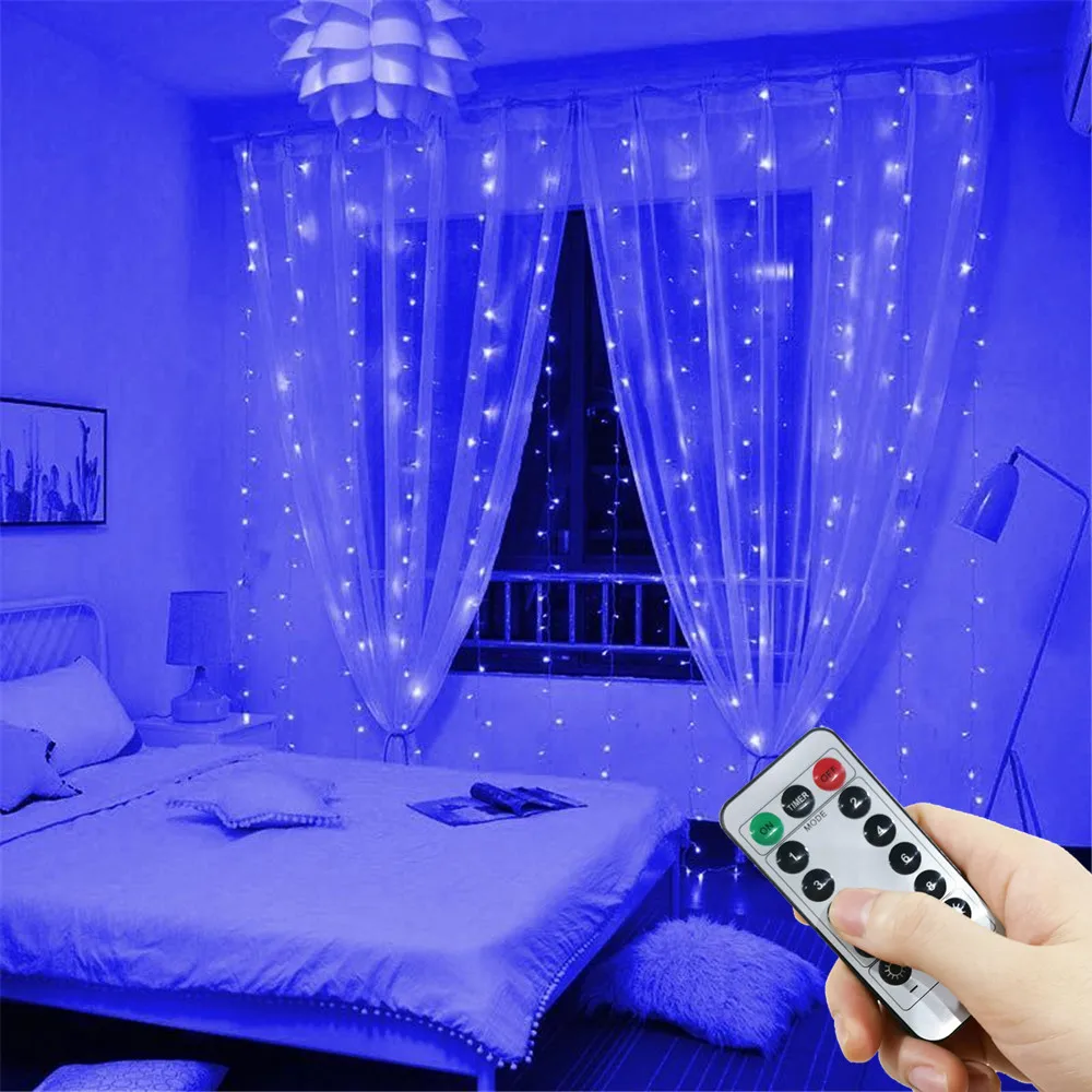 

Свадебные Декоративные Шторы С USB-гирляндой, Рождественские Светодиодные Огни, 8 Режимов