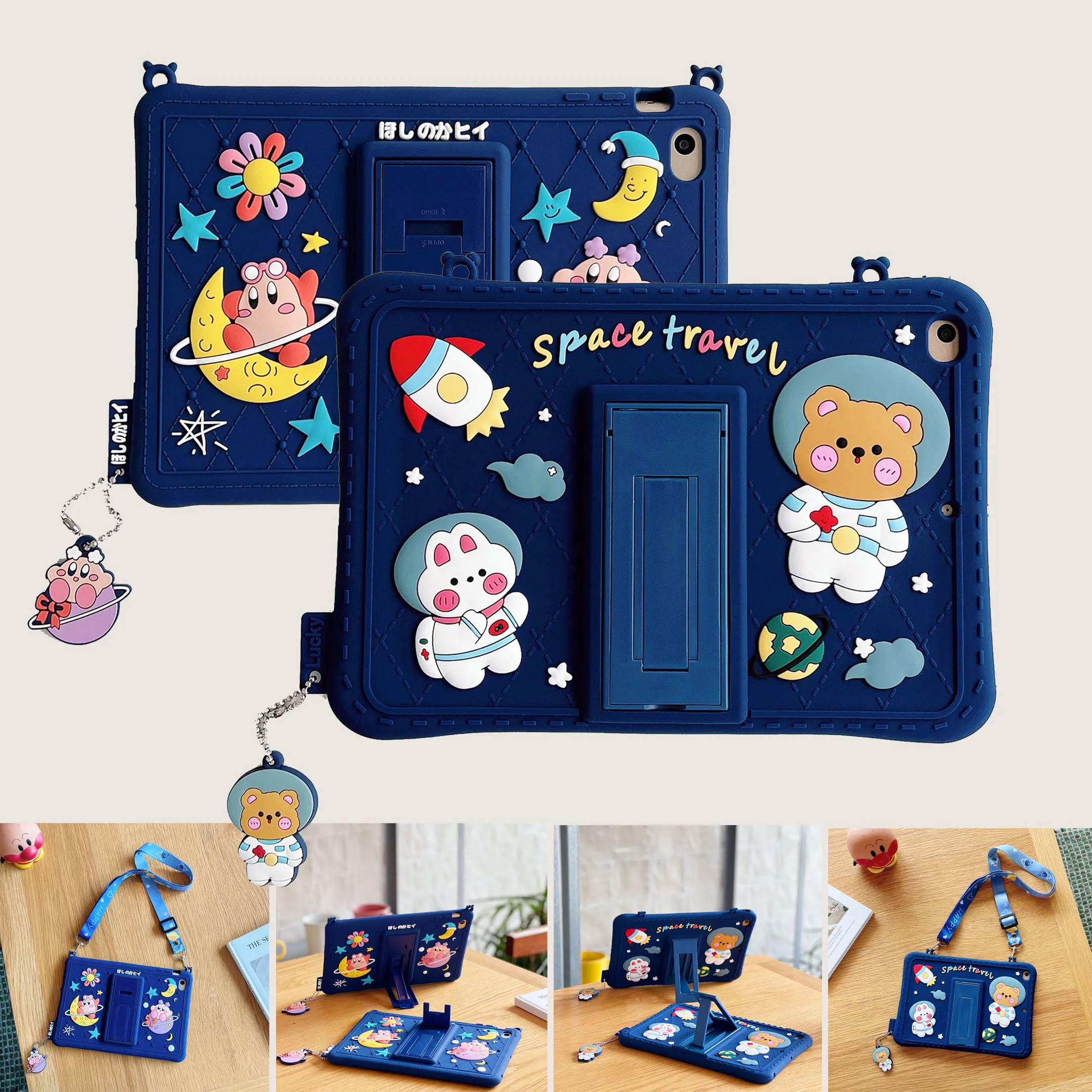 Case For iPad Pro 12.9 2015 2017 2022 2021 2018 2020 10th 9th 8th A1584 A1652 A1670 A1671 Kids Cartoon Silicon Stand Tablet Case