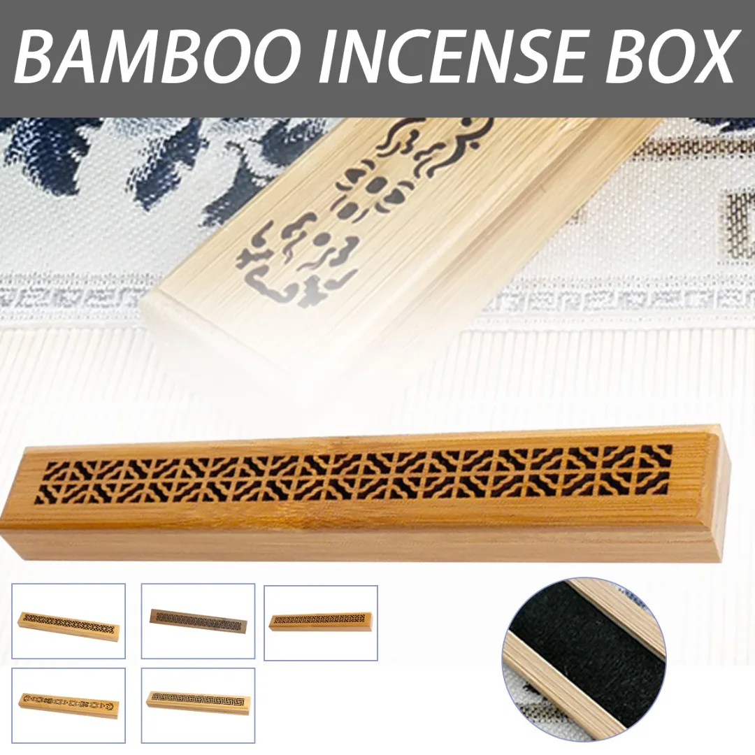 Bamboo Wood Incense Stick Holder Ash Burner Wooden Incense Holder Insence Box Ash Burner