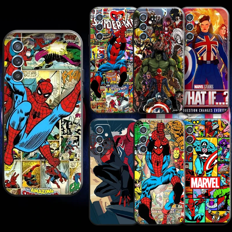 

Avengers Spider Man Marvel Comics For Samsung A52 A72 4G 5G Phone Case Black Liquid Silicon Funda Back Carcasa Coque