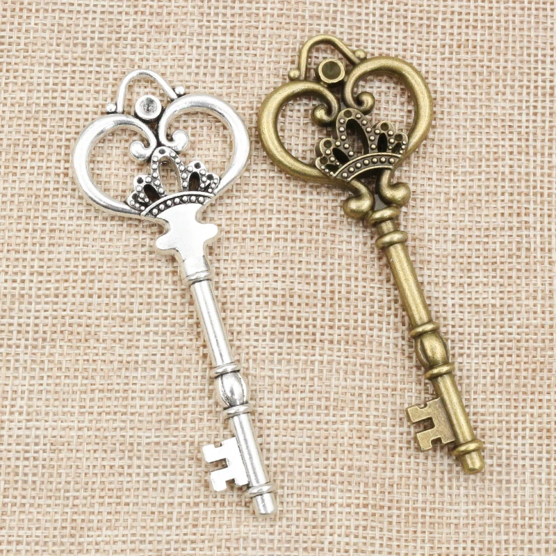 

1pcs 84x33mm Antique Bronze Silver Plated Key Handmade Charms Pendant:DIY for bracelet necklace