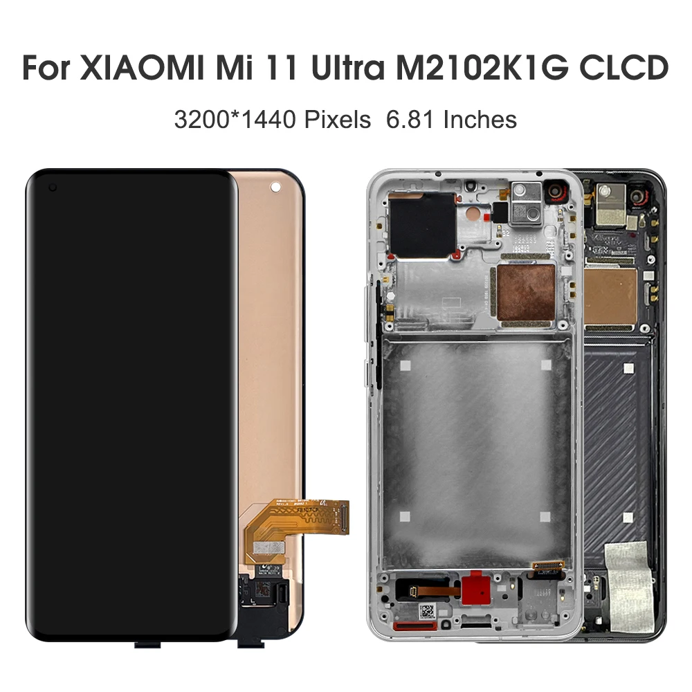 Najtaniej 6.81 ''oryginalny Ekran Dla Xiaomi Mi 11 Ultra Wyświetlacz LCD Ekran Dotykowy Digitizer Z Ramką Dla Xiaomi 11 Ultra M2102K1G