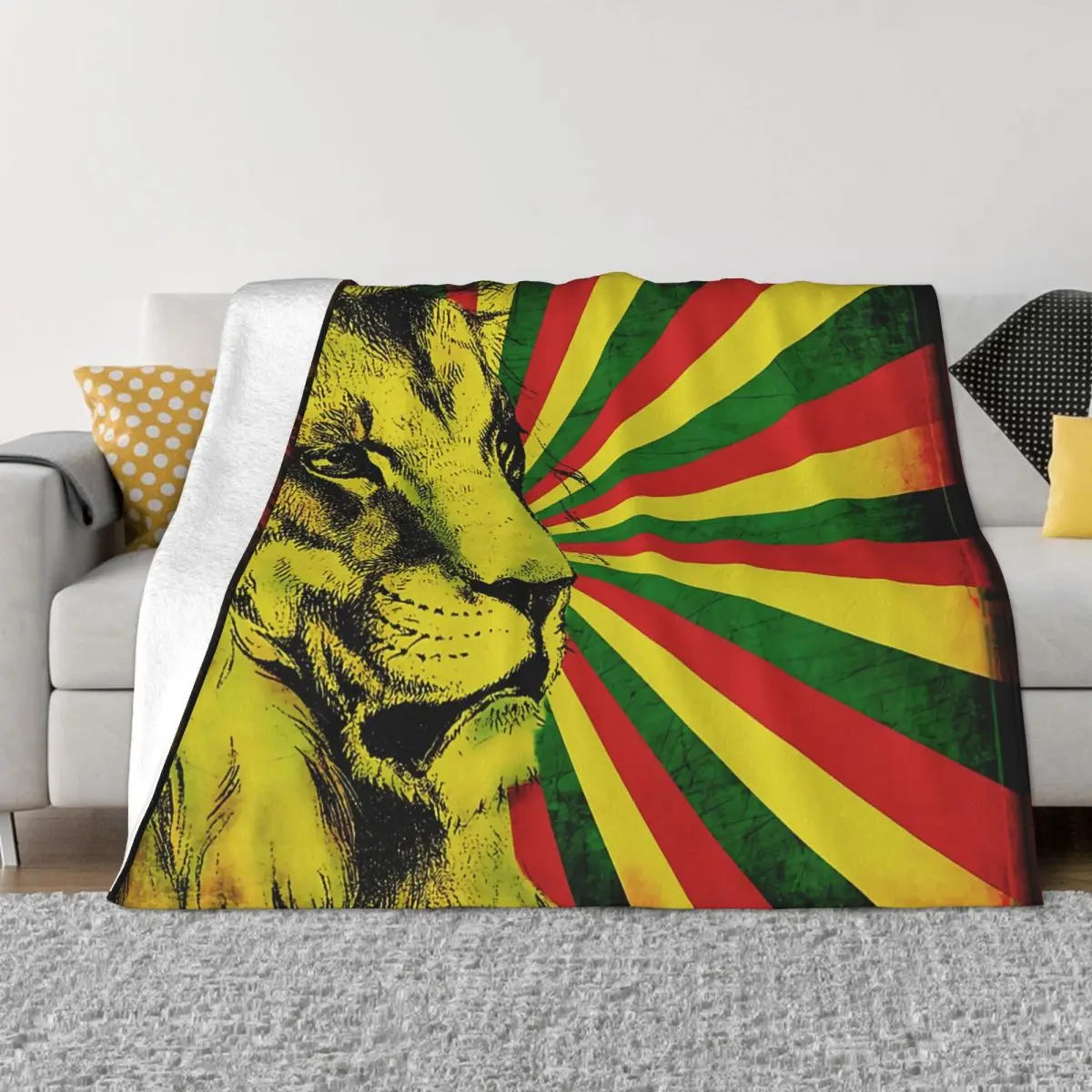 

Ethiopian Cross Art Ethiopia Blanket Flannel Spring Autumn Rasta Lion Rastafarian Red Gold And Green Lion Warm Throws Bedding