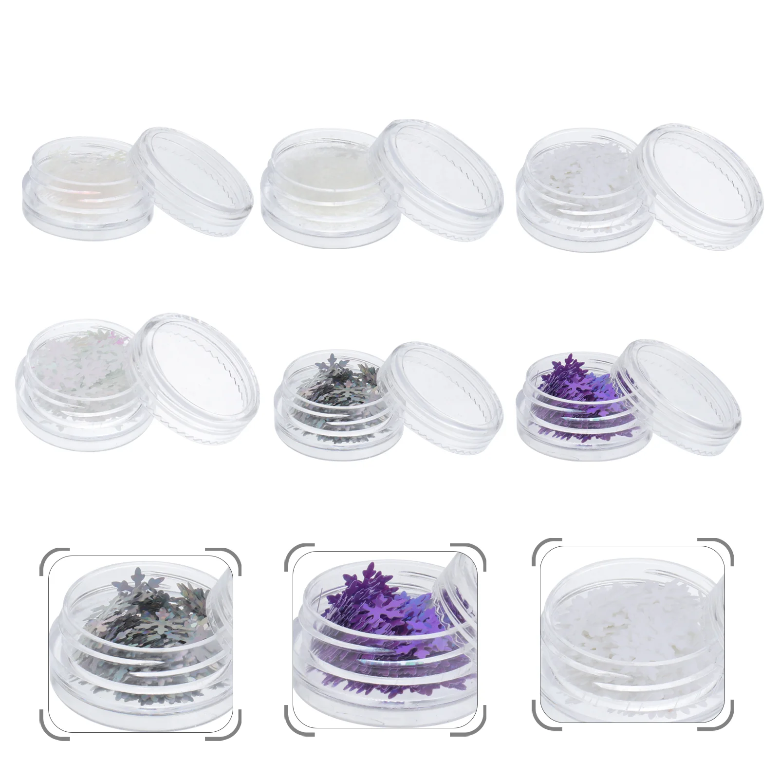 

6pcs Nail Stickers Creative Christmas Snowflake Paillette Sequin Sticker for Nail