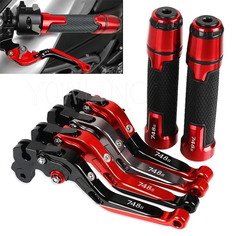 

Motorcycle CNC Brake Clutch Levers Handlebar knobs Handle Hand Bar Grip Ends FOR DUCATI 748 748S 748R 1999 2000 2001 2002 2003