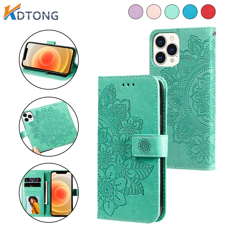 

Luxury Embossed Wallet Case For iPhone 14 13 Pro Max 12 Mini 11 XR X XS 8 7 Plus SE2022 Flip Card Slots Shockproof Bracket Cover