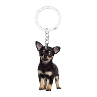 chihuahua dog keychain lucky cute keyring for car key animal not 3d chain llaveros accessories pet boyfriend gift ideas flat