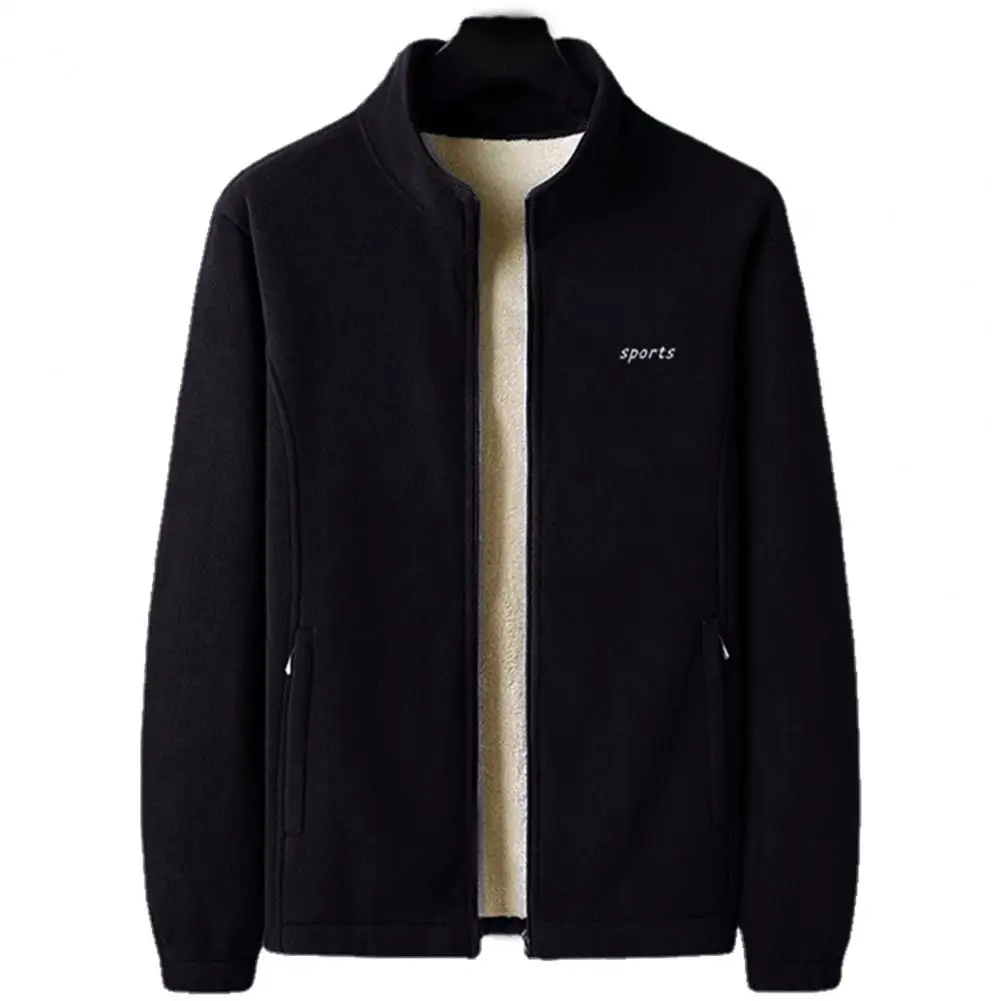 Outdoor Climbing Coat Solid Color Male Elastic Cuff Zipper Pockets Outerwear   Men Coat  for Climbing