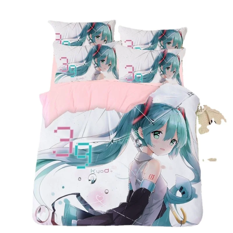 

Набор из четырех частей Hatsune Miku, набор из трех частей для студенческого общежития для одного человека, мультяшная картина из японского двухмерного аниме