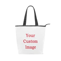 fashion casual zipper canvas shoulder bag for women custom pattern luxury handbag storage shopping tote bag female crossbody bag