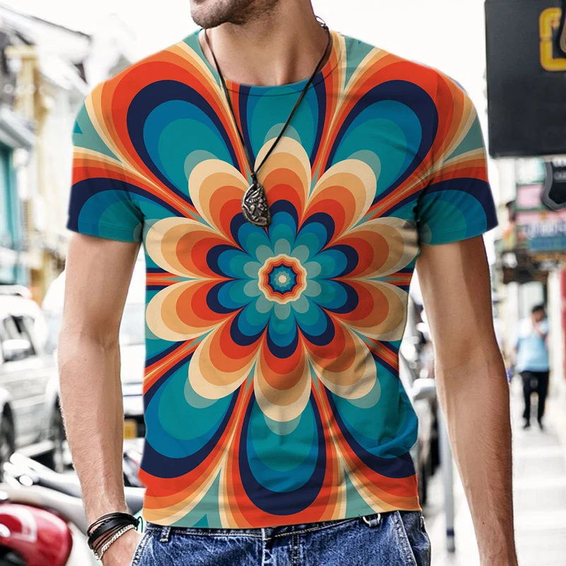 Мужская футболка с коротким рукавом летняя повседневная 3d-эффектом Вертиго 2021 |