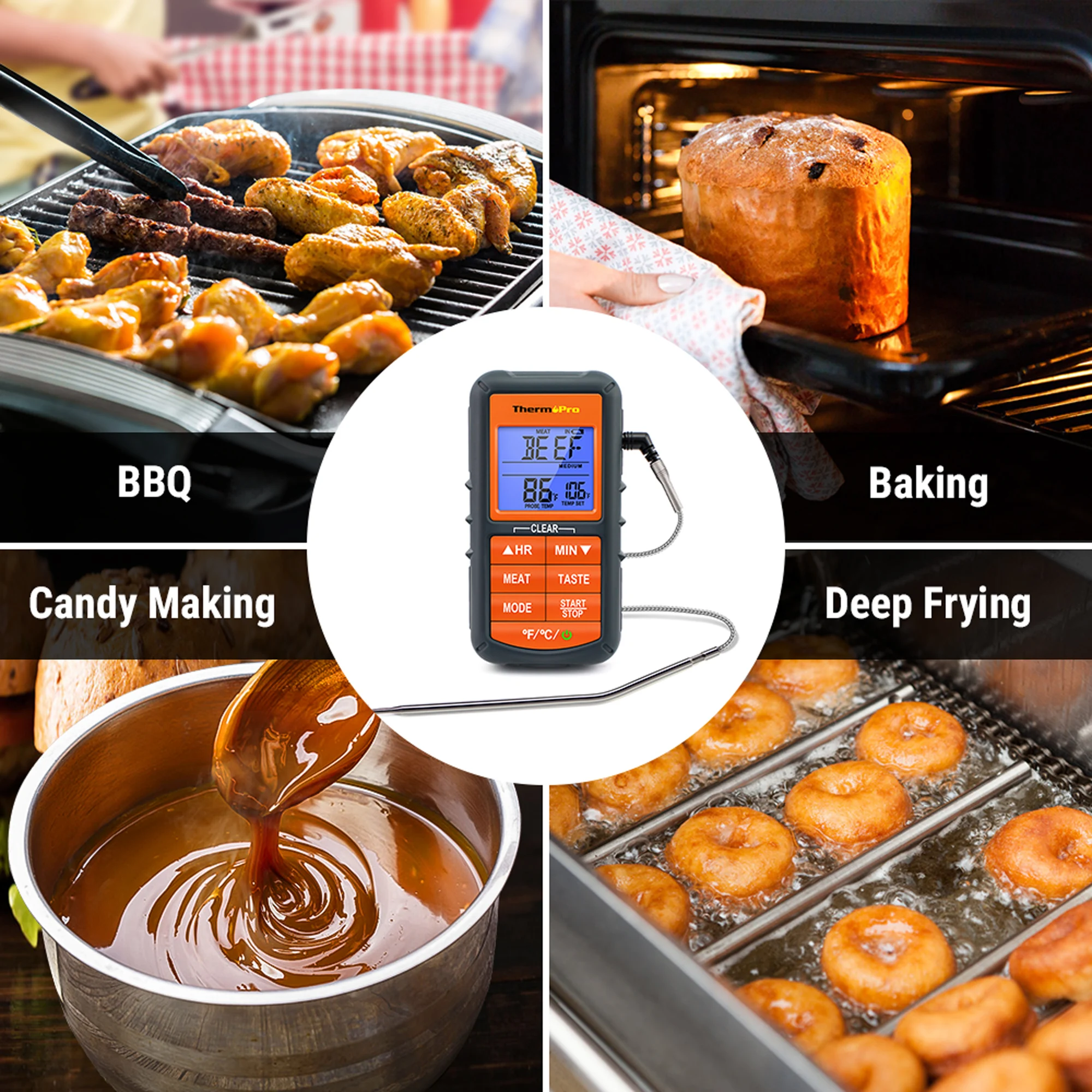 ThermoPro TP06B Backlight Timer Function Digital Food BBQ Oven Meat Thermometer For Kitchen Cooking images - 6