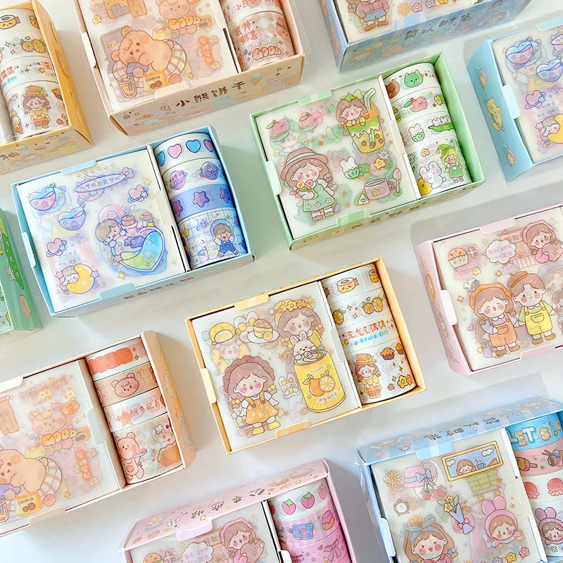 

10 set/lot Creative Animal Girl Washi Stickers Set Cute Decorative Stationery Tape Scrapbooking DIY Diary Label wholesale