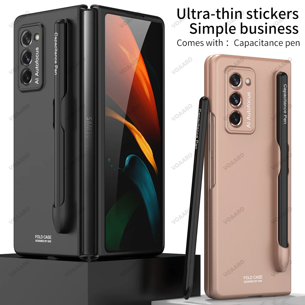 

For Galaxy Z Fold 2 Case with Capacitance Pen for Samsung Z Fold 2 5G Case with Pen Slot Holder Ultra Thin Matte Phone Cover