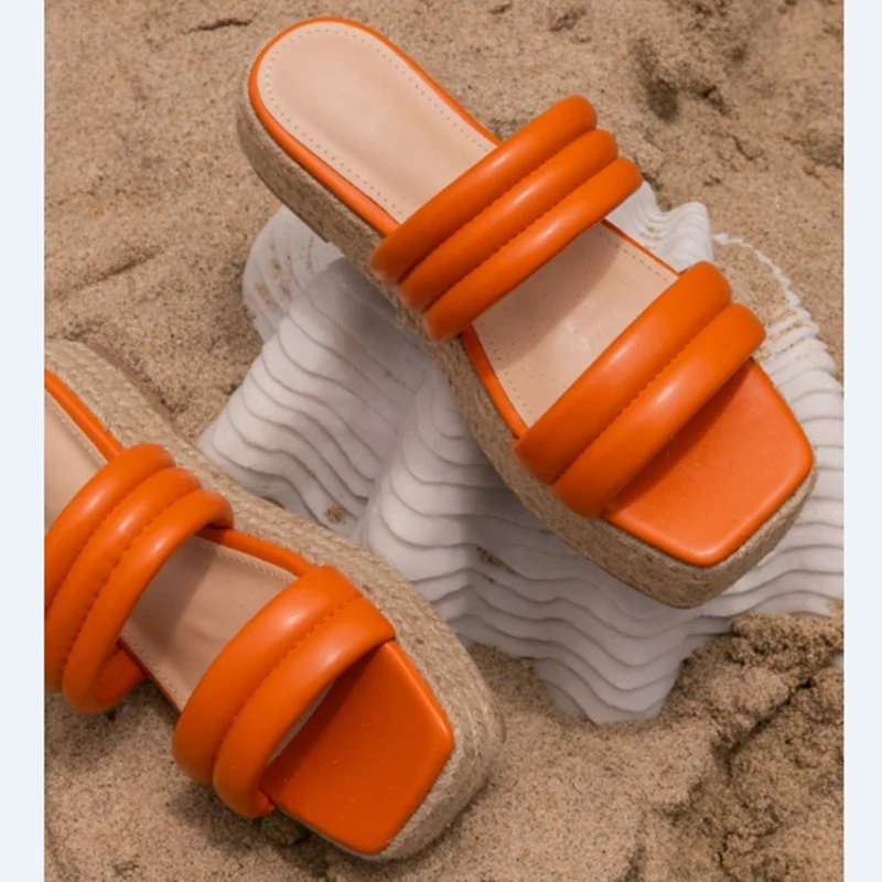 

Сандалии и тапочки в европейском и американском стиле женская летняя обувь на толстой подошве женские туфли больших размеров на высоком ка...