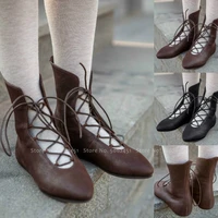 women gothic medieval retro elif witch lace up shoes cosplay costume vintage princess palace carnival party knight boots new