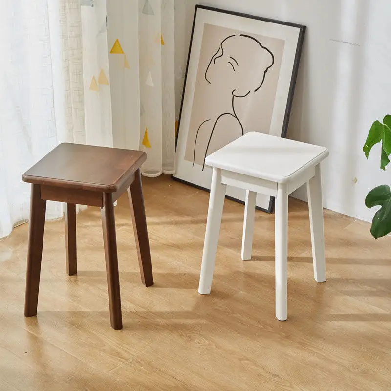 

Nordic Shoe Changing Stool Dining Chairs Dressing Stools Household Small Stools Benches Solid Wood Pouf Ottomans Wooden Stool