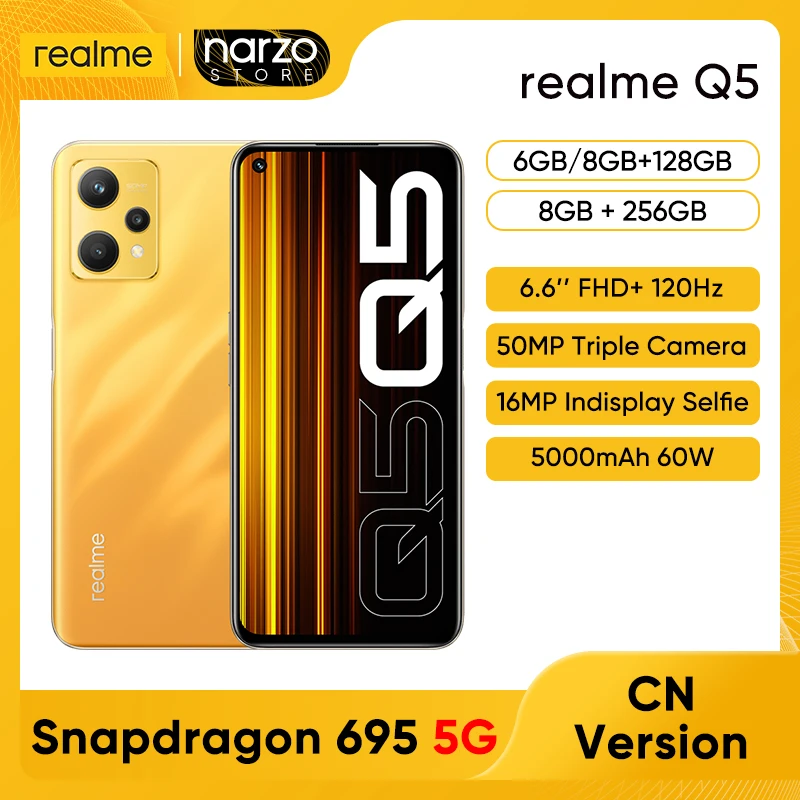realme q5 snapdragon 695 5g smartphone 6gb8gb 128gb256gb 6 6 120hz fhd display 50mp triple cameras 5000mah 60w free global shipping