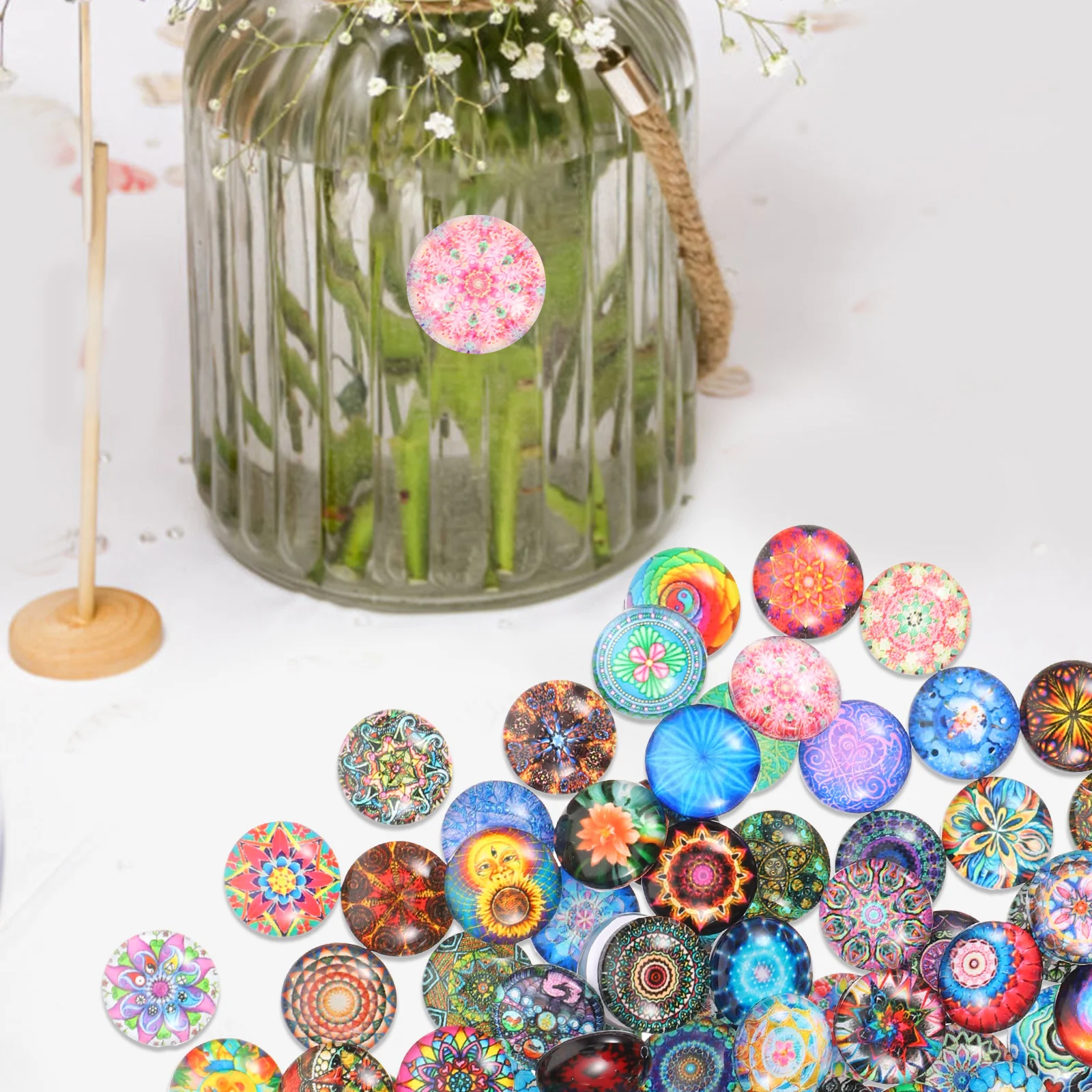 100 шт. 12 мм смешанная круглая мозаичная плитка для поделок стеклянная мозаика