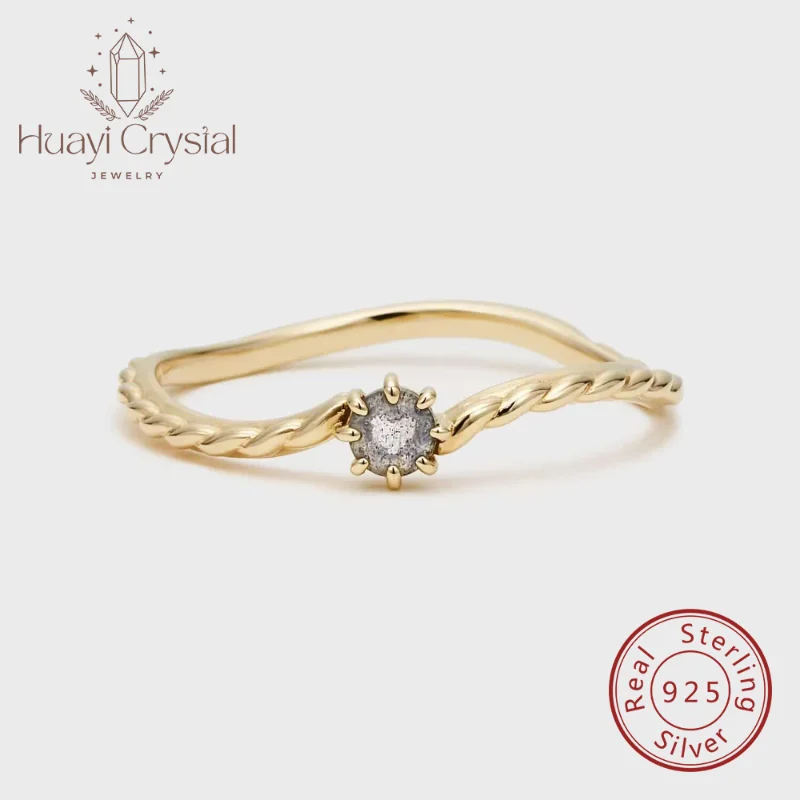 Новинка S925 Серебряное кольцо в японском стиле ретро лабрадорит