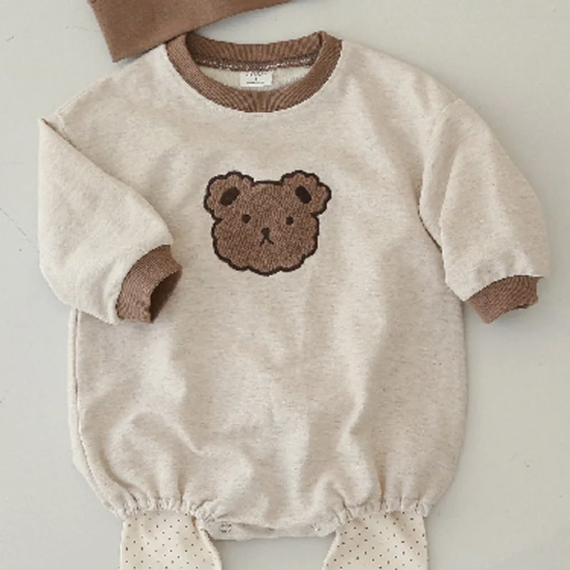 RiniLucia Korea Baby Boy Romper Spring Soft Cotton Cartoon Infant Bodysuit Casual Hoodies Overalls for Children Tops Outwear