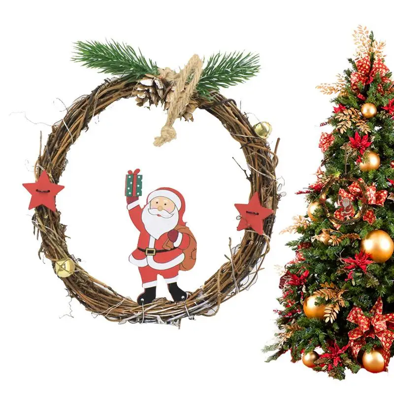 

Lighted Christmas Wreath Waterproof Hangable Rattan Christmas Garland Christmas Reef Battery Powered for Window Door decoration