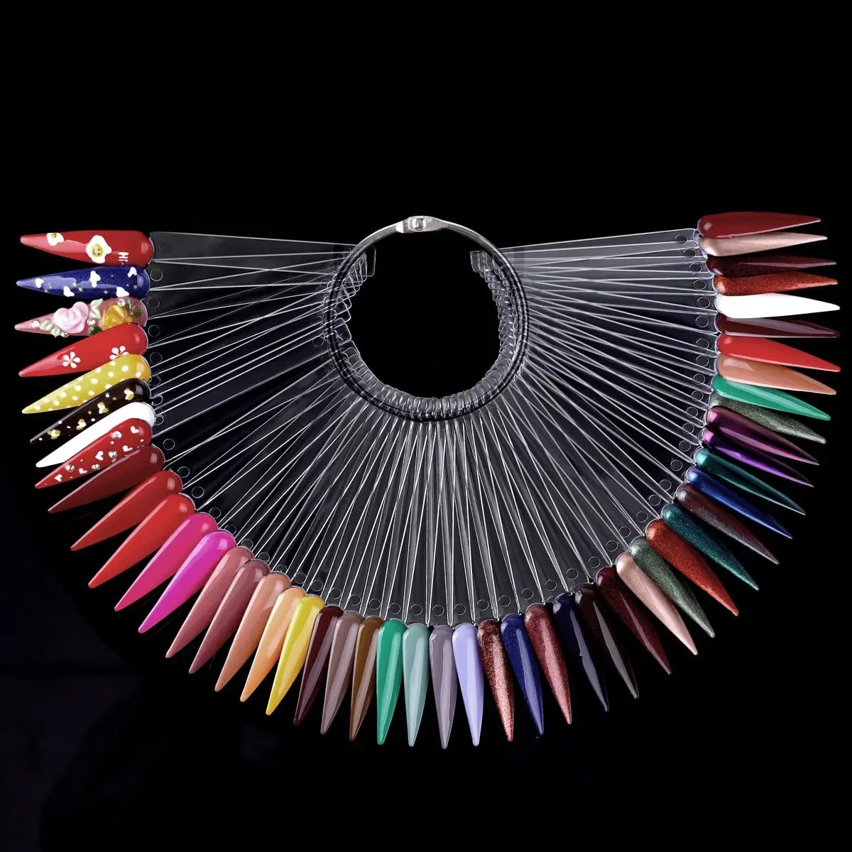 

40Pcs/Pack Nail Showing Shelf Color Card Fan Shape Nail Art DisplayFan Shaped False Sharp Practice Tips Manicure Tools KL-8