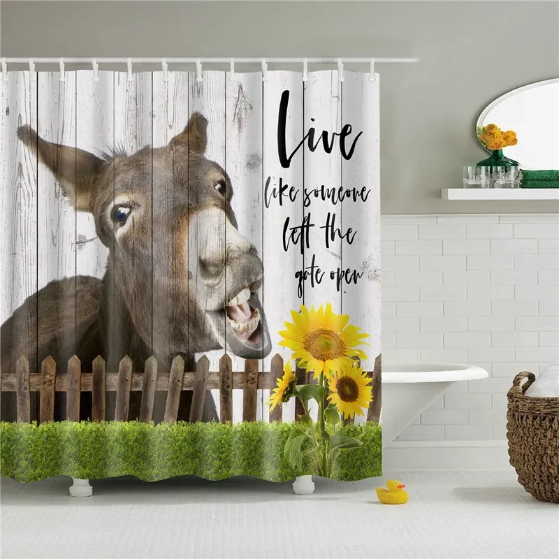 Занавеска для ванной из полиэстера с крючком занавеска душа милыми животными