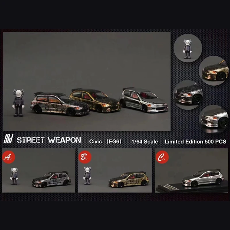 

Street Weapon 1:64 Model Car Civic EG6 Alloy Die-Cast Vehicle - 3 Versions