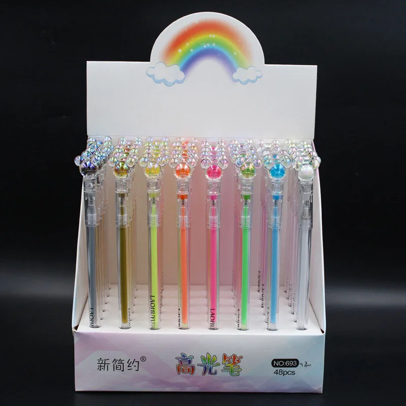 

Кавайная гелевая ручка с кристаллами Disney, 48 шт., милый цветной многофункциональный хайлайтер 1,0 мм, подарок, канцелярские принадлежности, оф...