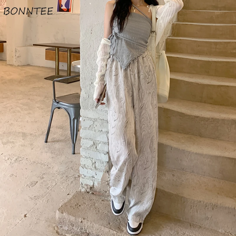 

Casual Pants Women High Waist BF Loose Students Elegant Streetwear All-match College Wide Leg Trousers Hot Sale Mujer Ins New