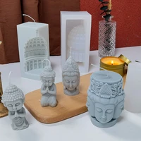 buddha statue dome candle silicone mold avalokitesvara head tathagata four faced buddha gypsum soap cement resin baking mould