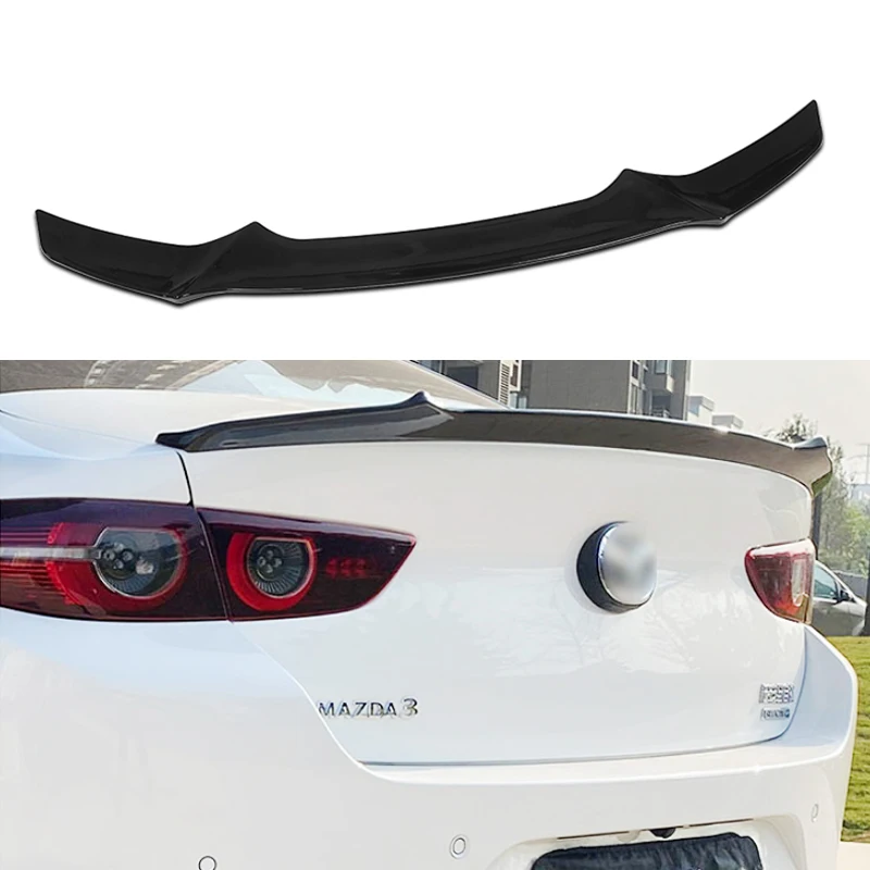 

For Mazda 3 M3 Axela Sedan Spoiler Carbon Fiber Pattern Rear Trunk Extensio Cover Trim Lip For 2019-2022 Axela Car Accessories