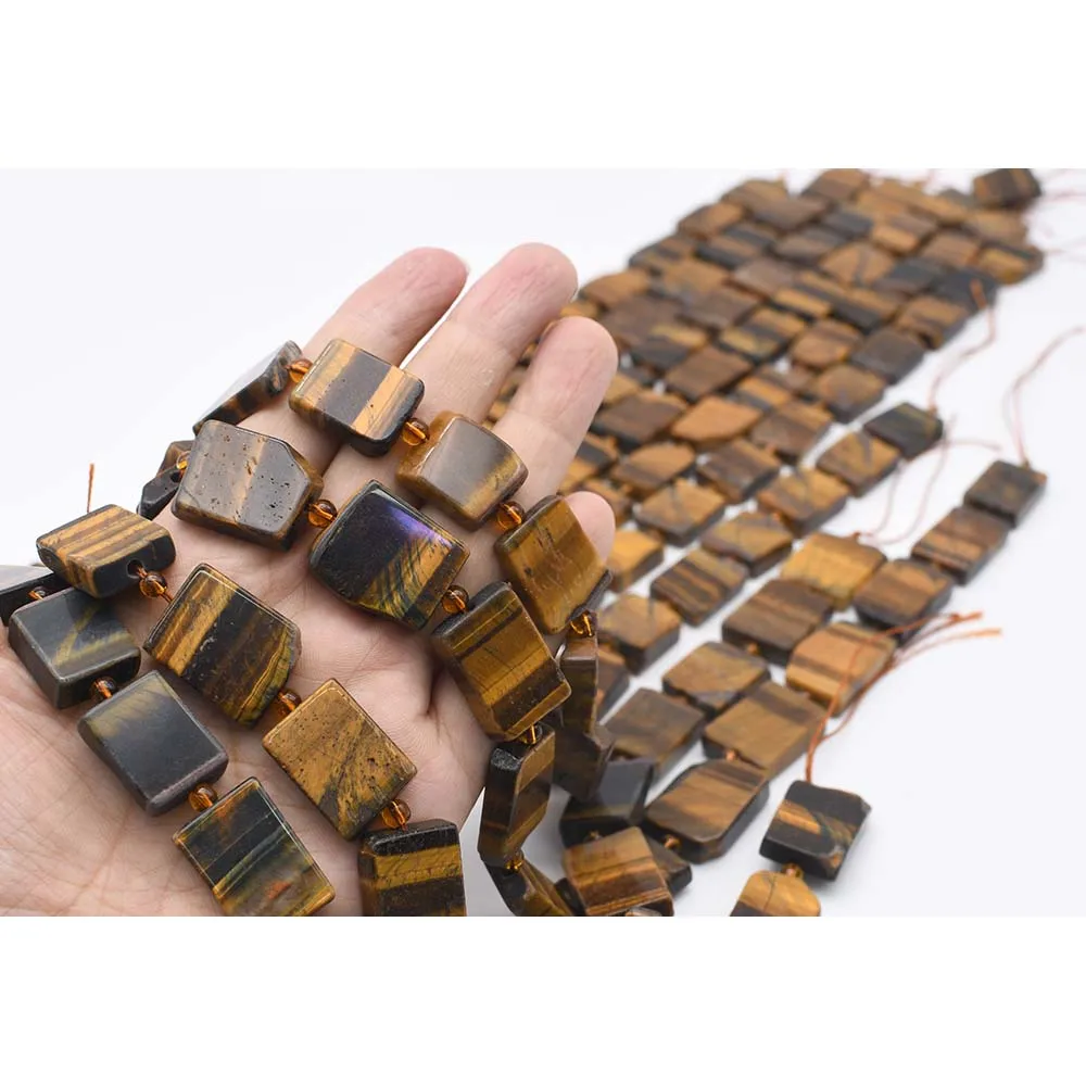 

14x18mm Natural Yellow Tiger eye irregular rectangle Stone Beads For DIY necklace bracelet jewelry make 15 "free delivery 1