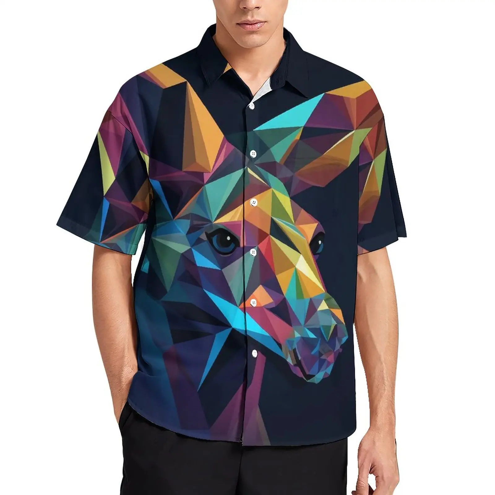 

Kangaroo Casual Shirt Geometric Paper Art Beach Loose Shirt Hawaiian Fashion Blouses Short Sleeve Graphic Oversized Clothing