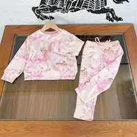 Popular children's clothing 2022 new girl's sweet pink deer print casual sports suit, fashionable and simple